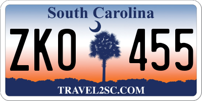 SC license plate ZKO455
