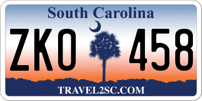 SC license plate ZKO458