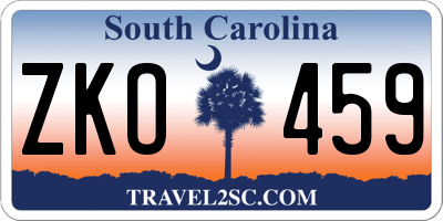 SC license plate ZKO459