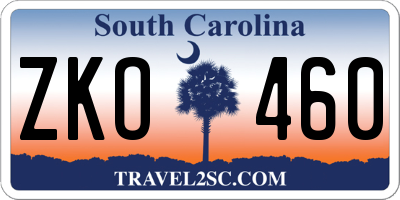 SC license plate ZKO460