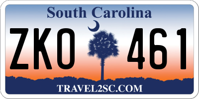 SC license plate ZKO461