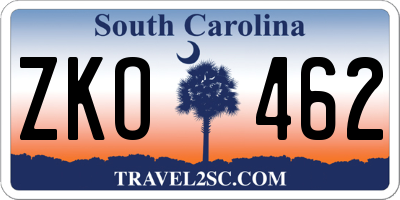 SC license plate ZKO462
