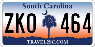 SC license plate ZKO464