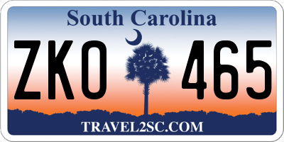 SC license plate ZKO465