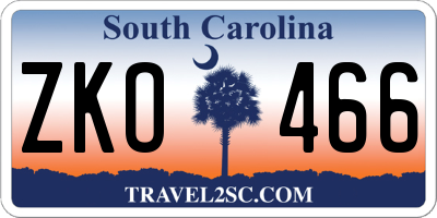 SC license plate ZKO466