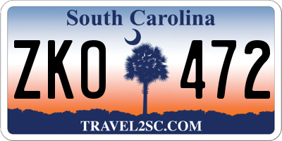 SC license plate ZKO472