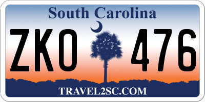 SC license plate ZKO476