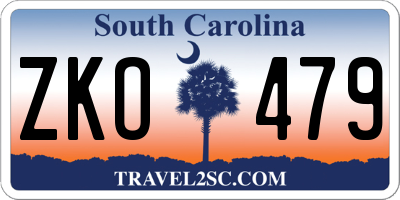 SC license plate ZKO479
