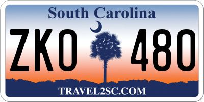 SC license plate ZKO480
