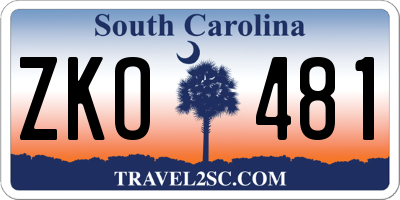 SC license plate ZKO481