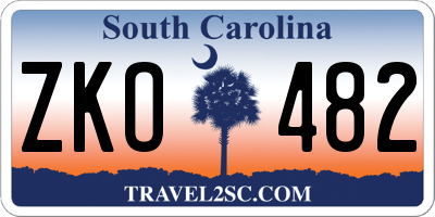 SC license plate ZKO482