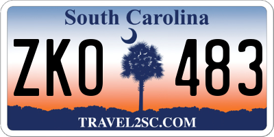 SC license plate ZKO483