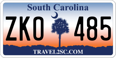SC license plate ZKO485