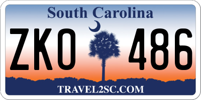 SC license plate ZKO486