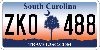 SC license plate ZKO488