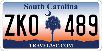 SC license plate ZKO489
