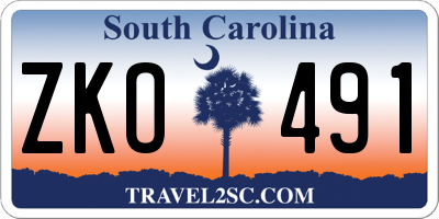 SC license plate ZKO491