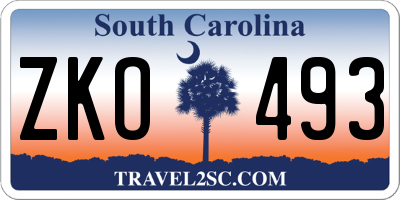 SC license plate ZKO493
