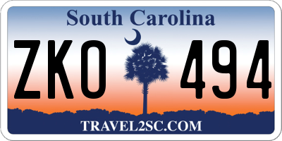 SC license plate ZKO494
