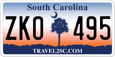 SC license plate ZKO495