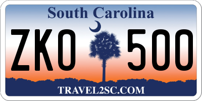 SC license plate ZKO500