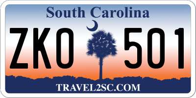 SC license plate ZKO501