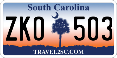 SC license plate ZKO503