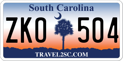SC license plate ZKO504