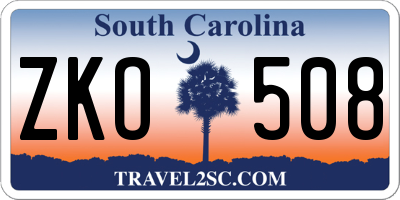 SC license plate ZKO508