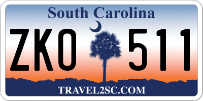 SC license plate ZKO511