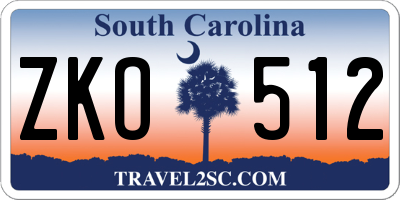 SC license plate ZKO512