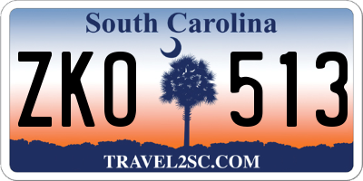 SC license plate ZKO513