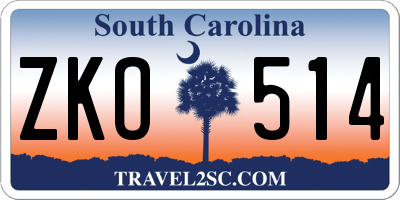 SC license plate ZKO514