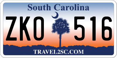 SC license plate ZKO516