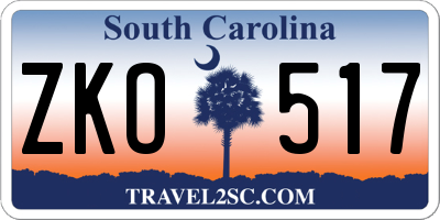 SC license plate ZKO517
