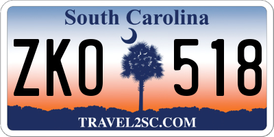 SC license plate ZKO518