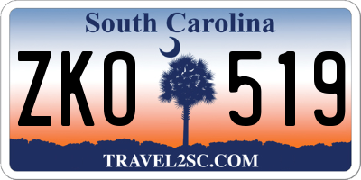 SC license plate ZKO519