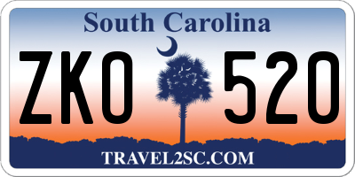 SC license plate ZKO520