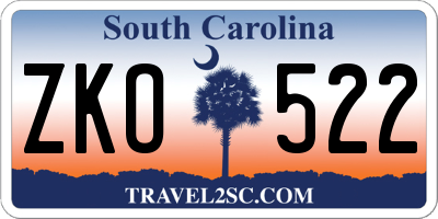 SC license plate ZKO522
