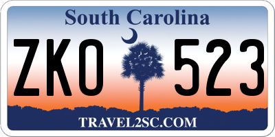 SC license plate ZKO523