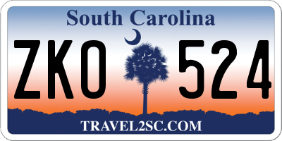 SC license plate ZKO524