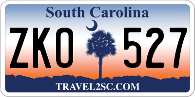 SC license plate ZKO527