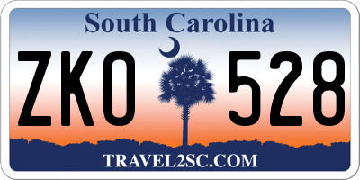 SC license plate ZKO528