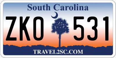 SC license plate ZKO531