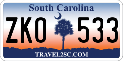 SC license plate ZKO533