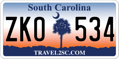 SC license plate ZKO534