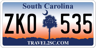 SC license plate ZKO535