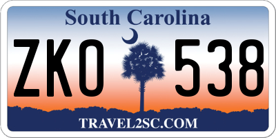 SC license plate ZKO538