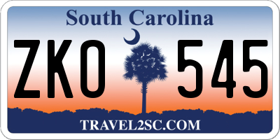 SC license plate ZKO545