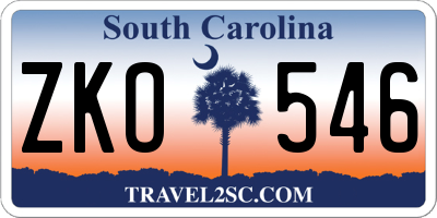 SC license plate ZKO546